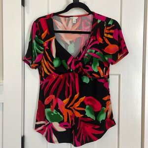 Cato - Size S - Short Sleeve Bright Floral Top